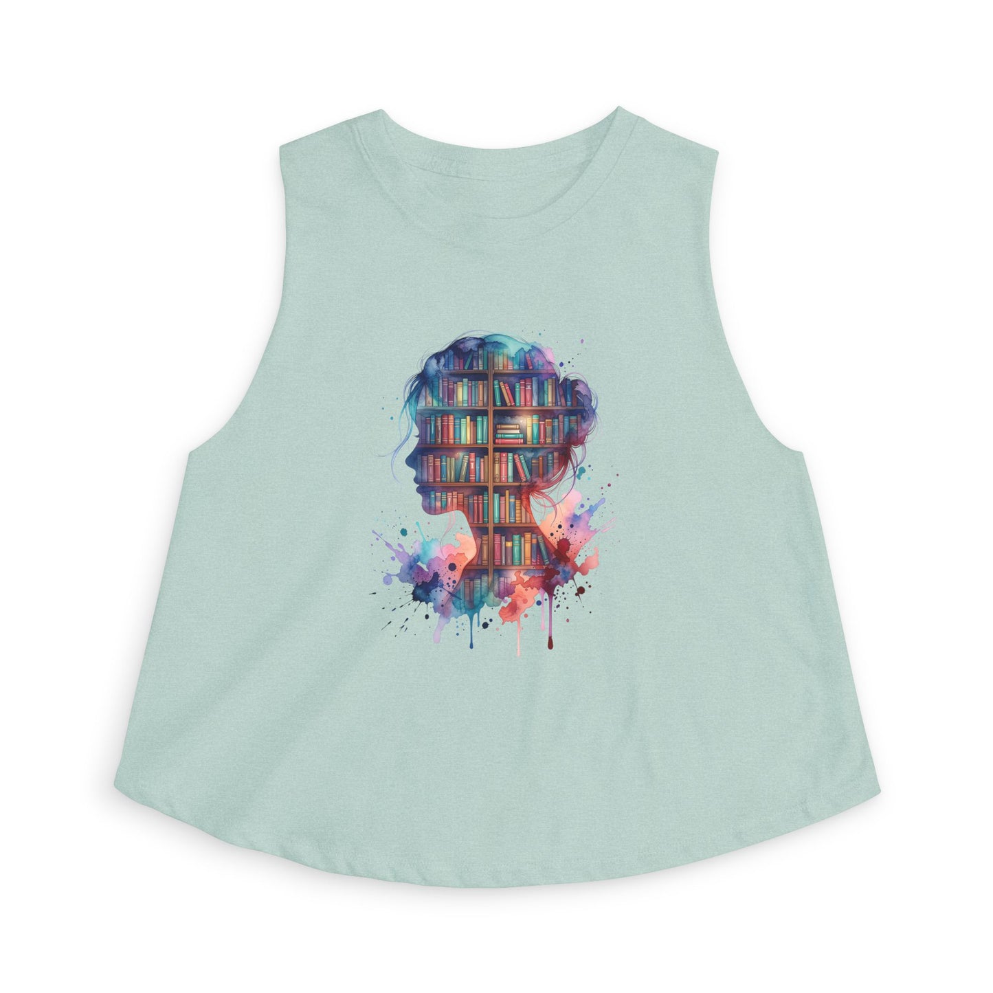 Book Lover Floral Silhouette Crop Top | Bookshelf Art Tank