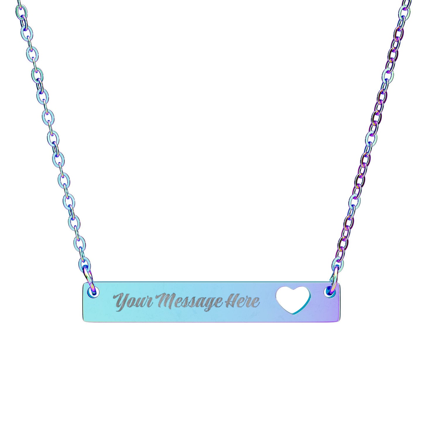 Cutout Heart Bar Necklace — Personalized Engraved Name Bar
