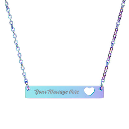 Cutout Heart Bar Necklace — Personalized Engraved Name Bar