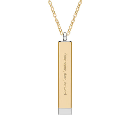 Hidden Message Sliding Bar Necklace | Engraved Secret Tube Pendant