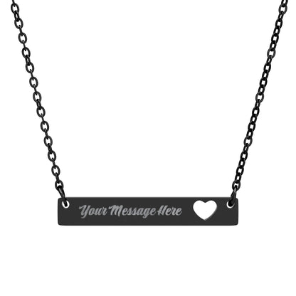 Cutout Heart Bar Necklace — Personalized Engraved Name Bar