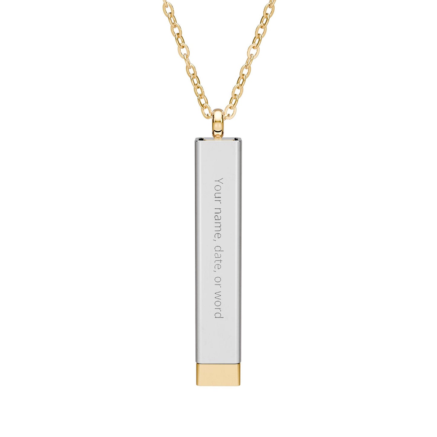 Hidden Message Sliding Bar Necklace | Engraved Secret Tube Pendant