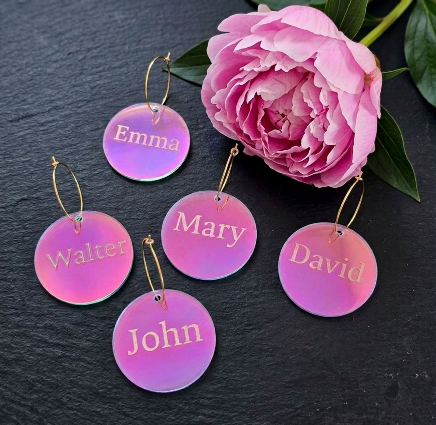 Personalized Holographic Wine Glass Charms