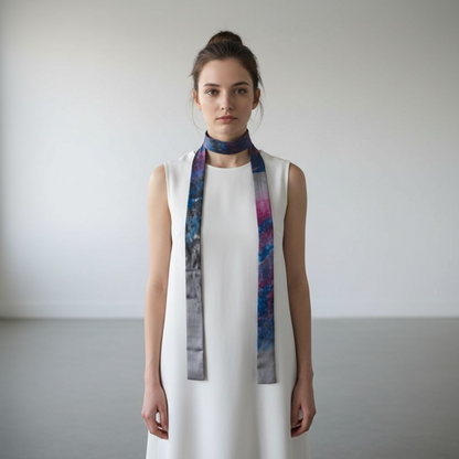 Galaxy Silk Obi Belt | Hand-Painted Reversible Sash | Artisan Wearable Art Gift for Her